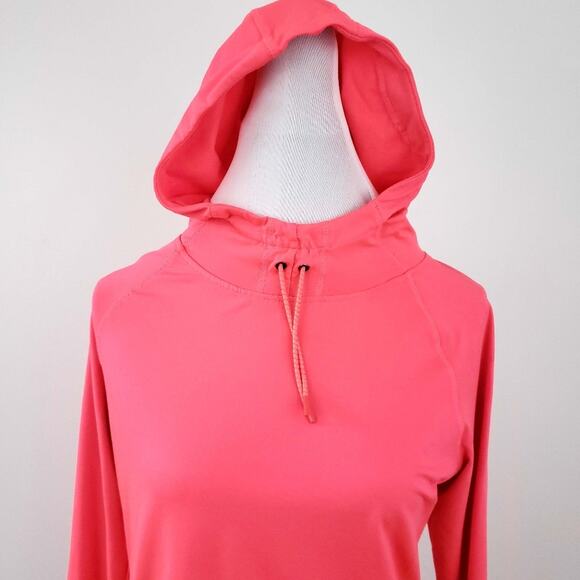 Layer8 Neon Orange Fleece Line Hoodie Athletic Large Winter Running Thumb Holes - Picture 5 of 6